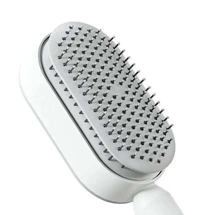 White Ergonomic Hair Brush with bristles on a white background