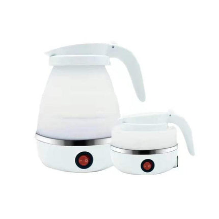 Folding Kettle & Water Heater for travel, displayed in a compact design with a sleek white finish.