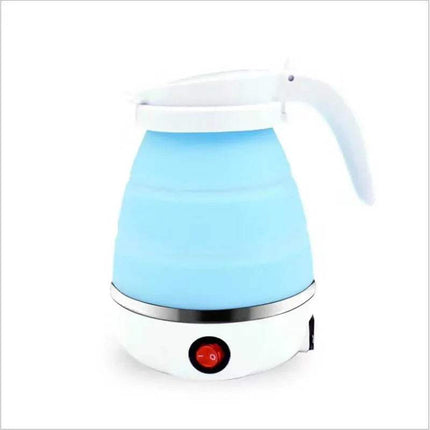 Blue Folding Kettle & Water Heater  with a white handle on a white background