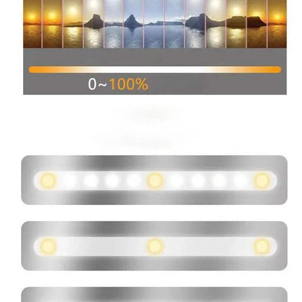 LED Car Makeup Mirror featuring its LED light strips with a scenic background