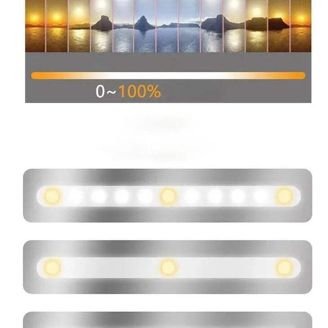 LED Car Makeup Mirror featuring its LED light strips with a scenic background