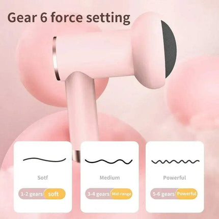 Muscle Relaxation Massage Gun with 6 force settings: Soft, Medium, Powerful for customizable deep tissue relief.