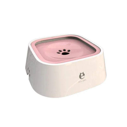 Pet Floating Bowl with pink top and white base on a white background