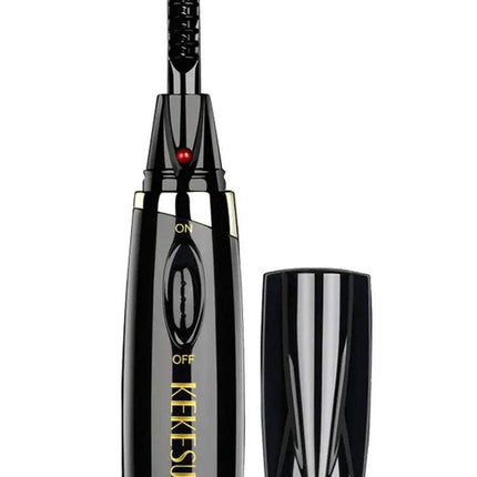 Black Portable Heated Eyelash Curler with 'KEKESU' branding on a white background