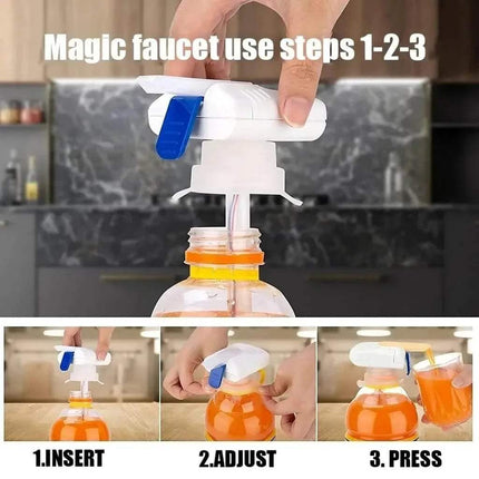 Electric Milk Dispenser. Step-by-step guide on using a magic faucet attachment with a bottle.
