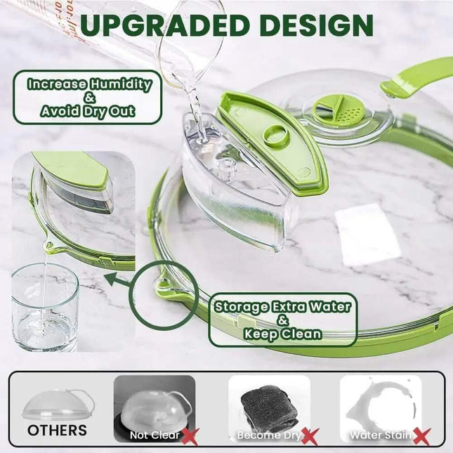 Microwave Food Cover with features highlighted on a white background