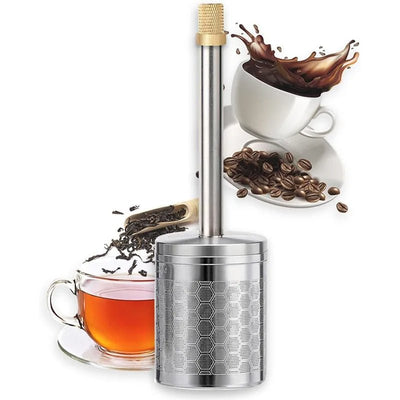 Reusable Coffee & Tea Filter with coffee beans and a cup of coffee in the background